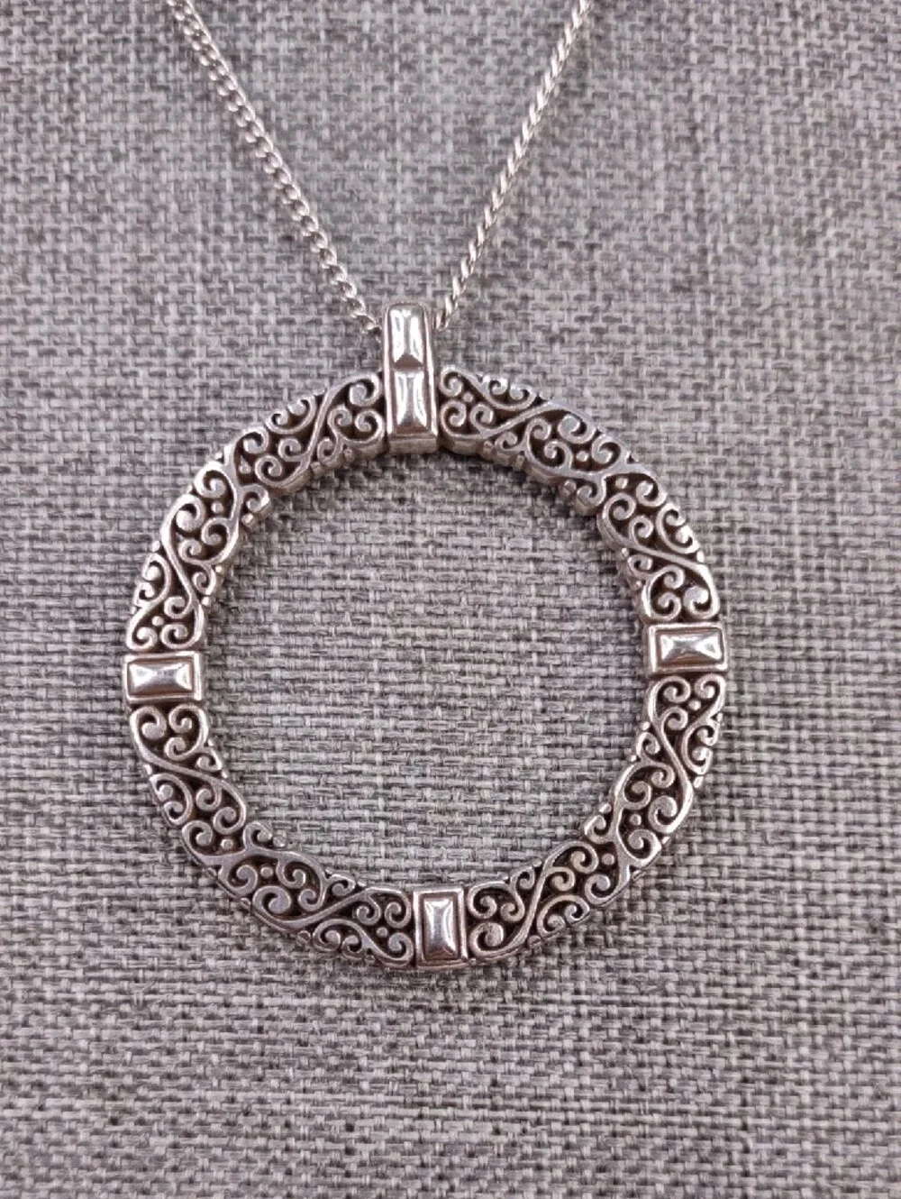 Brighton Silver-Tone Double Layer Filigree Circle Necklace